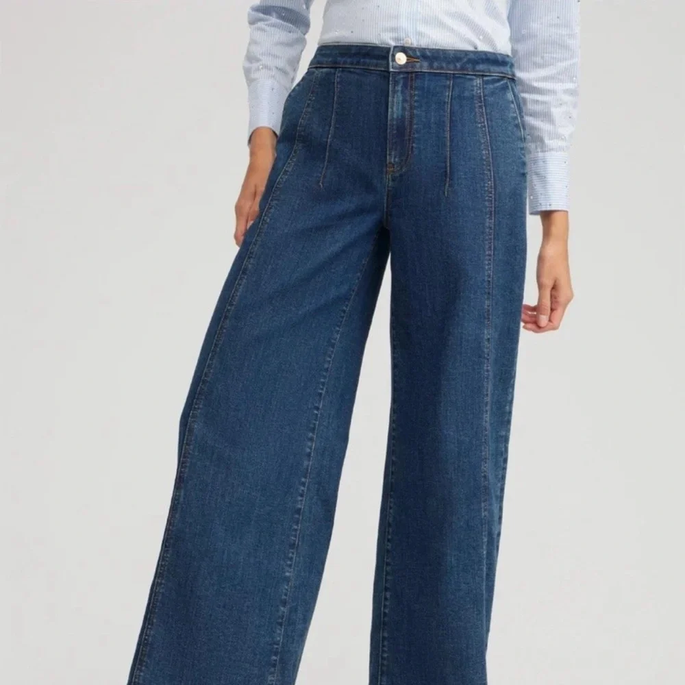 Chico's Dark Blue Flare palazzo Jeans - Picture 9 of 10